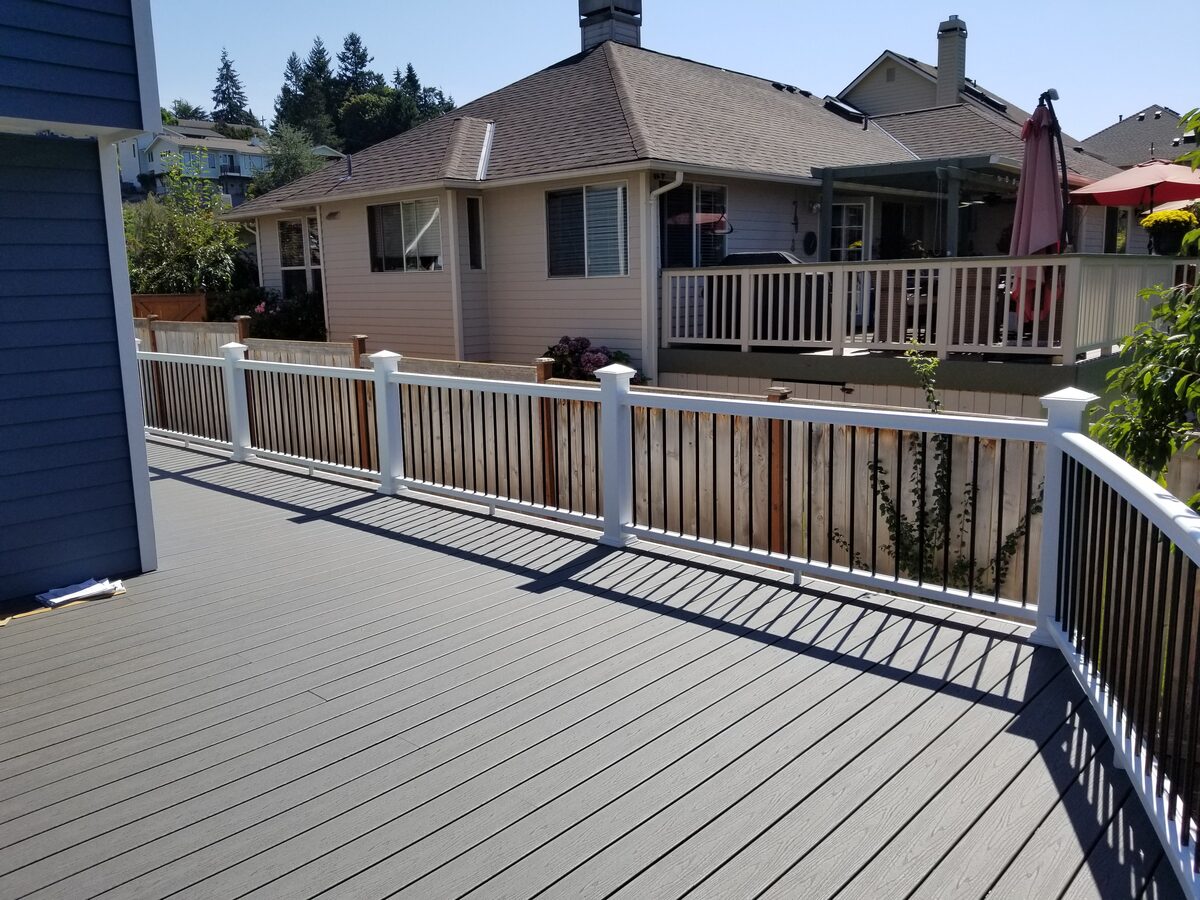 Gray Composite Deck with White Railings